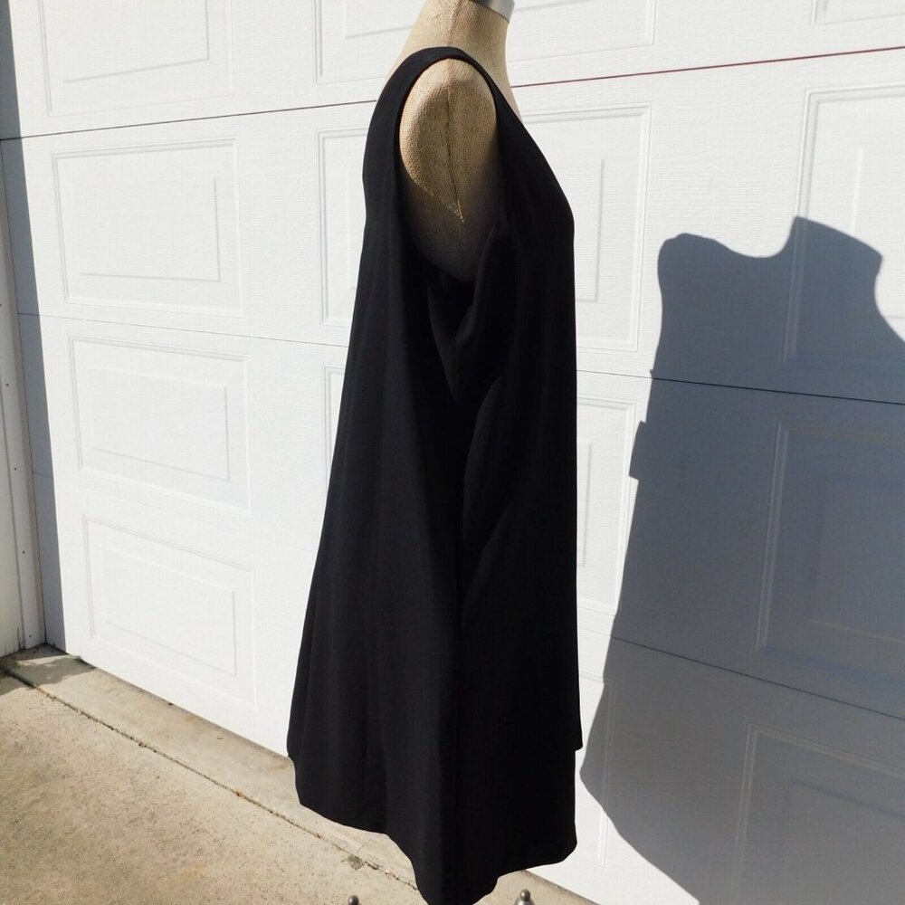 Lauren By Ralph Lauren Women Solid Black Sleeveless V-Neck Shift Dress Size 16 - Picture 4 of 9